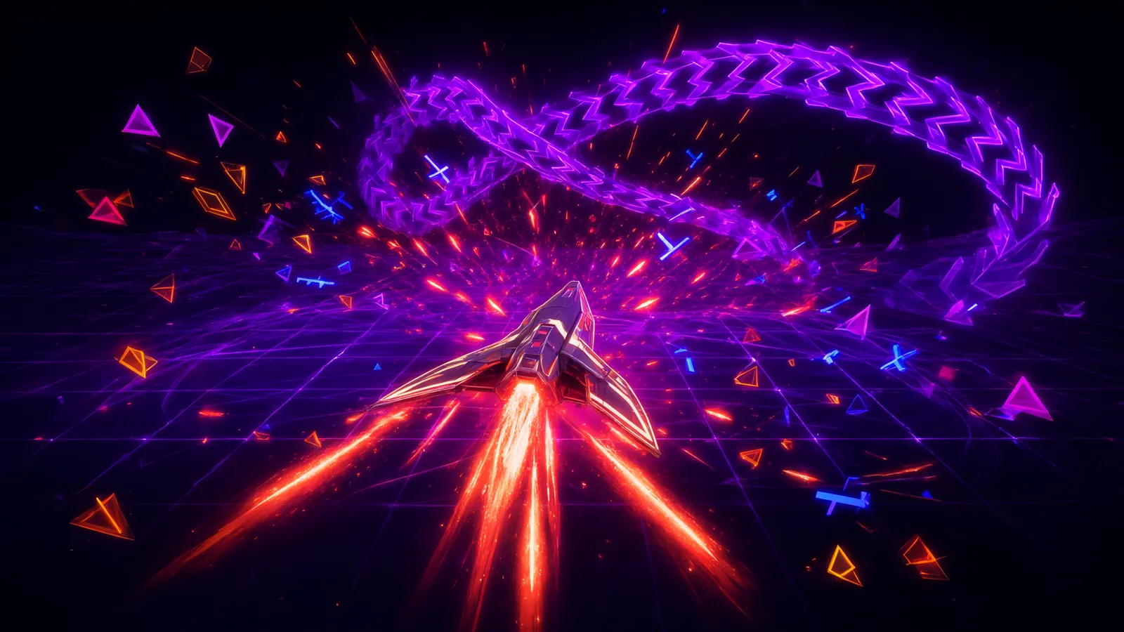 The Wraith interceptor over the neon grid